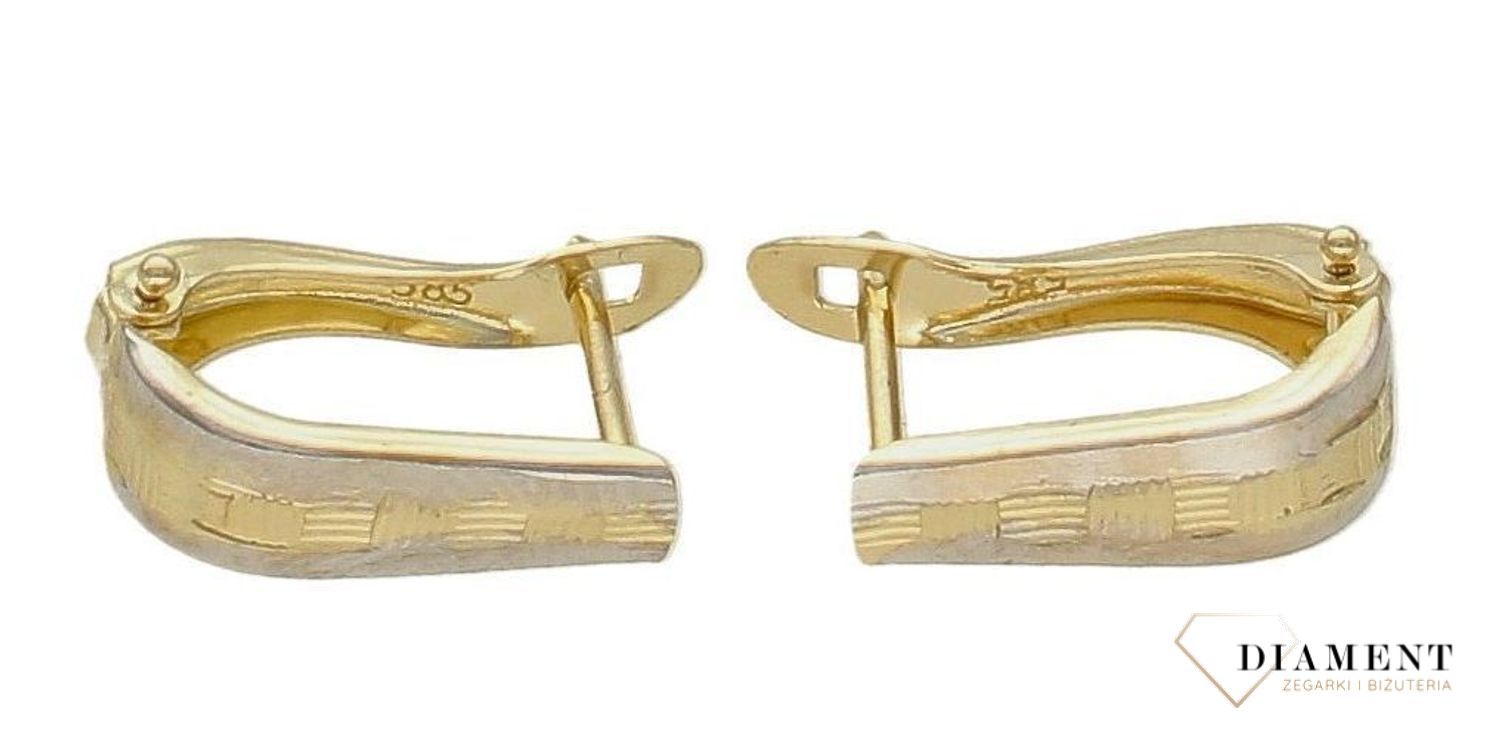 Złote kolczyki 585 brzegi białe złoto grawerowane KL 4712I (1).jpg